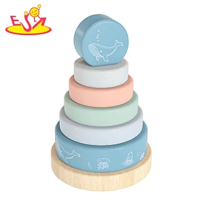 Montessori Educational Building Blocks Wooden Stacking Ring Toy For Kids W13D427